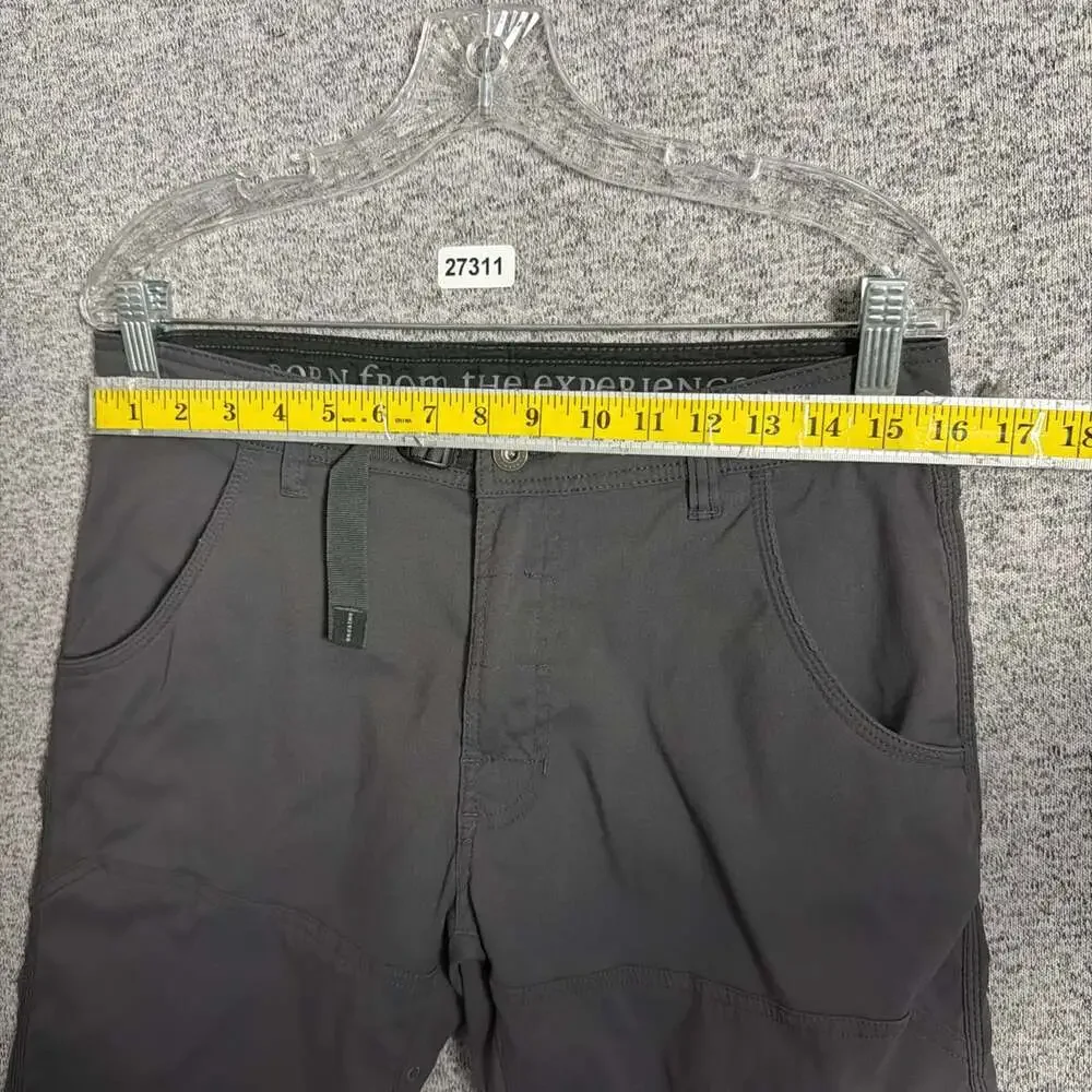 Prana Men's Size 32/32 Gray Nylon Straight Leg Zion Belted Outerwear Pants
